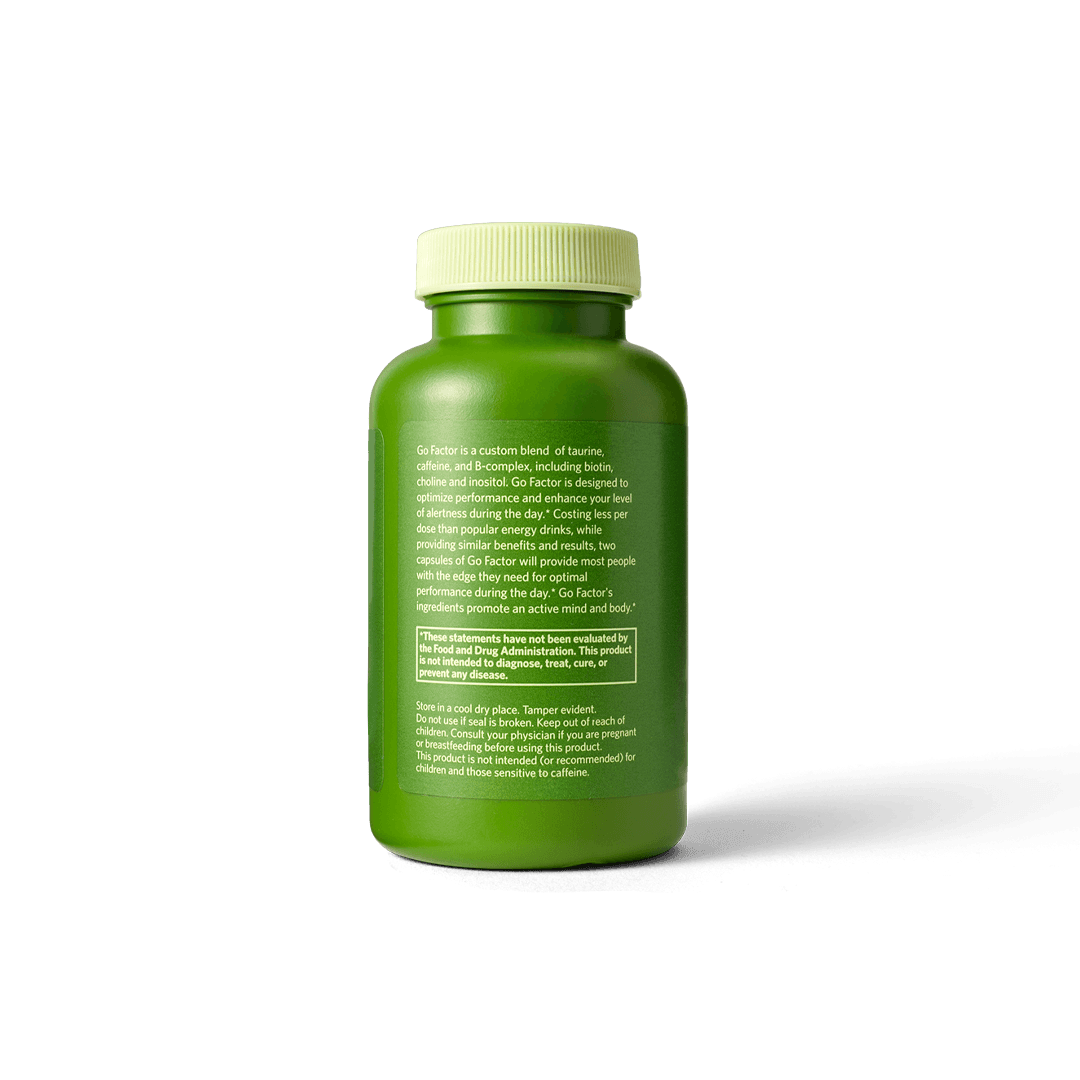 Go Factor back of bottle