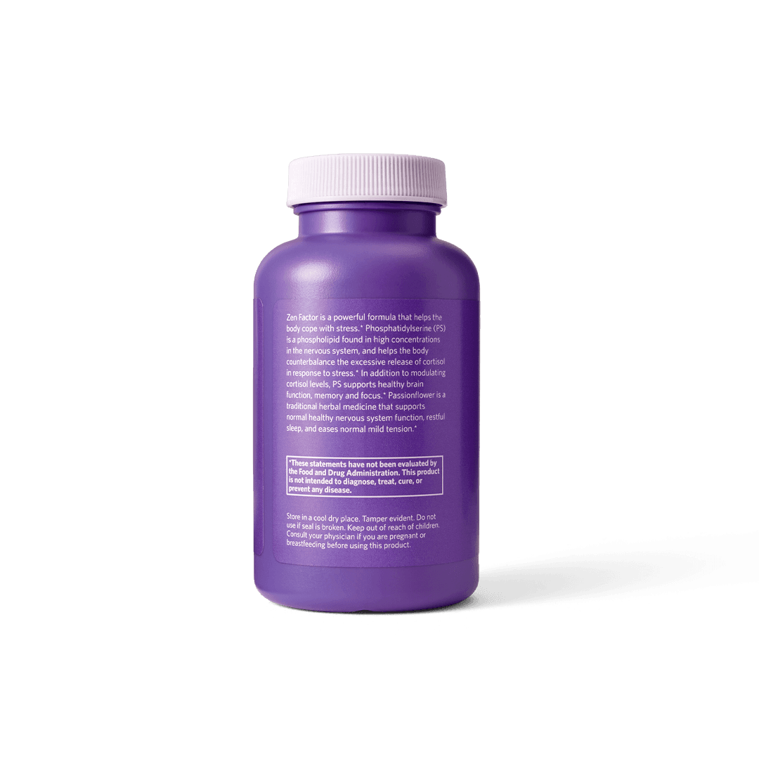 Back of Zen Factor Bottle